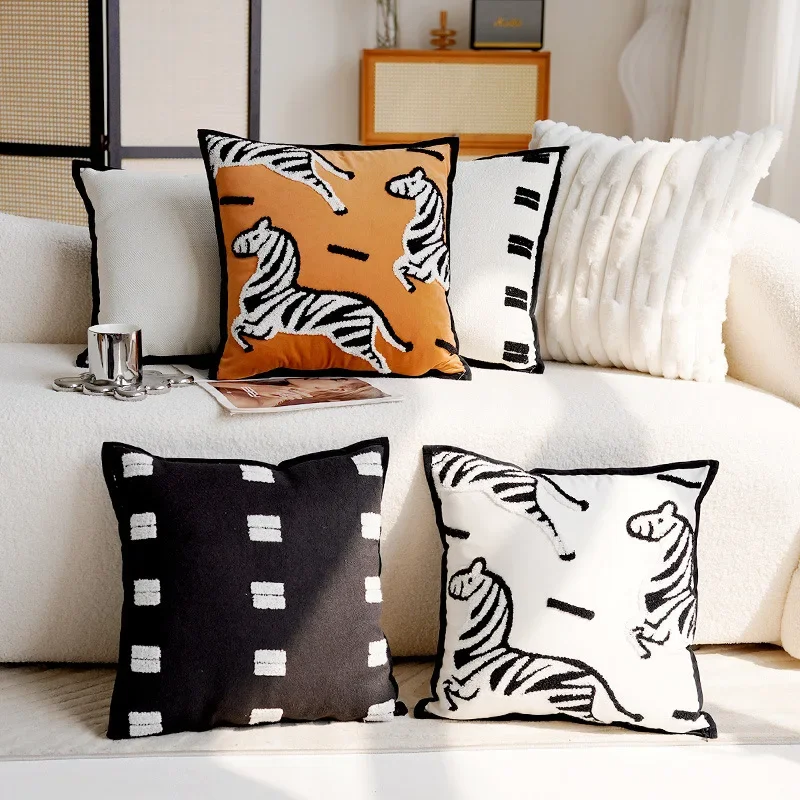 30x50/45x45CM Luxury Embroidered Throw Pillow Cover Pony Animal  Stamping Waist Cushion Cover Decor Home Decorative Pillowcase