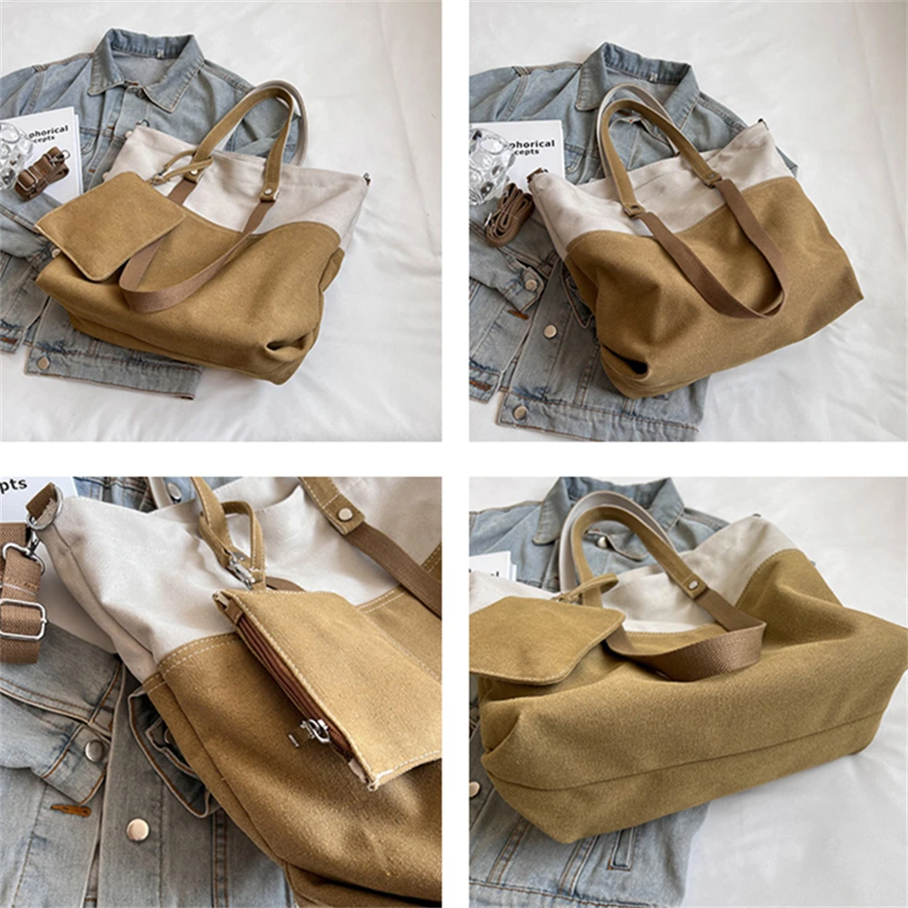 New Patchwork Women's Handbag Large Capacity High Quality Canvas Ladies Shoulder Bag Multifunctional Women Crossbody Bags Bolsos