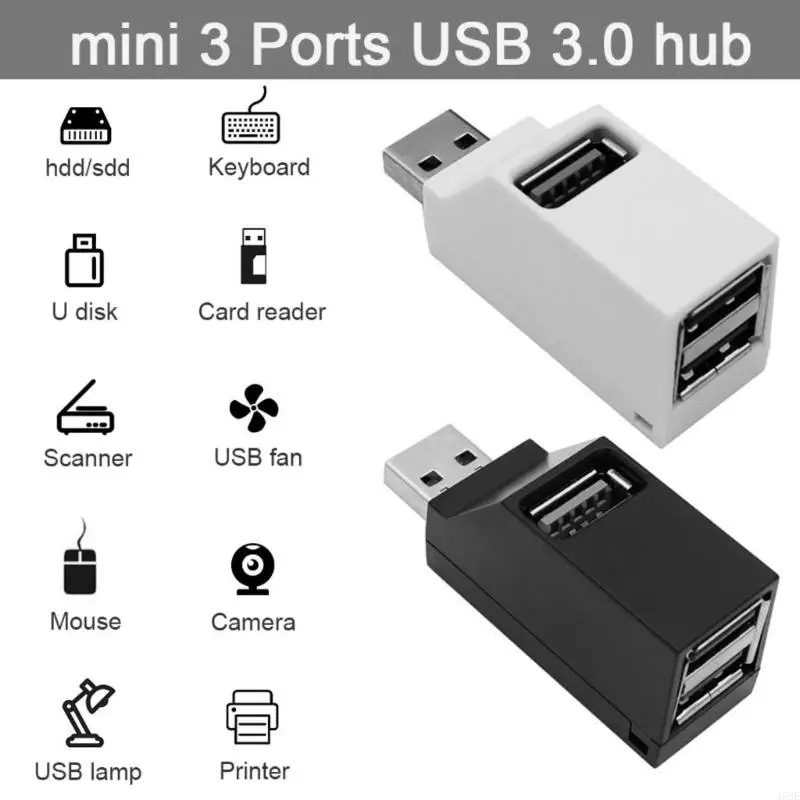 462E Multifunction USB2.0 Hubs 3 Port Expander Splitter for Laptop Car Tablet