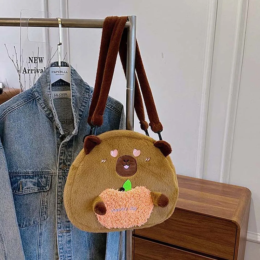 

School Bag Cute Plush Capybara Daypack Large Capacity Soft Capybara Shoulder Bag PP Cotton Thickened Cartoon Doll Backpack Daily
