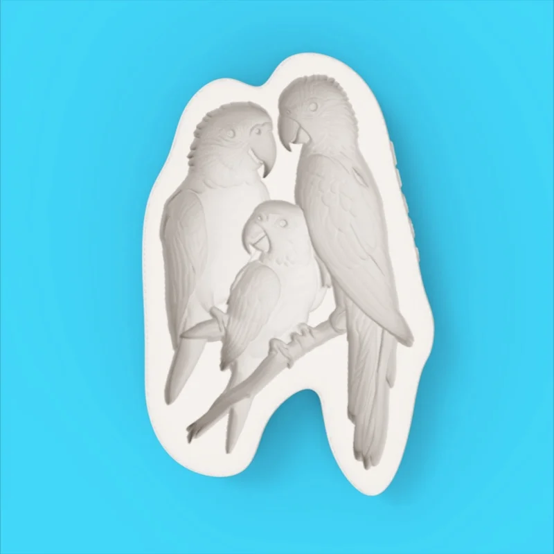 Macaw Family Silicone Baking Mold Tropical Style Chocolate Fondant Cake Decoration Mold view 4