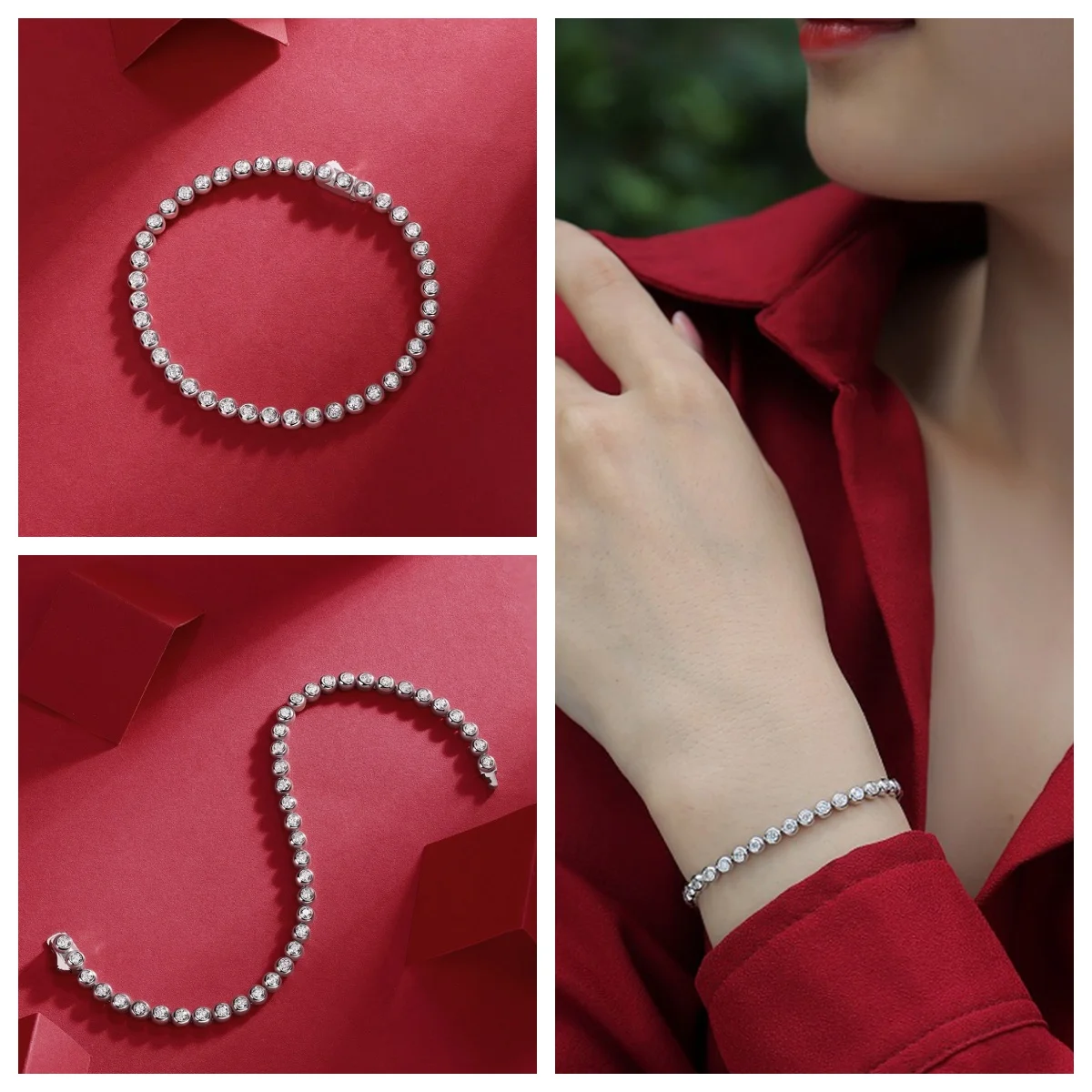 

Муассанит S925 Стерлингового Серебра Сверкающий Пузырь Теннисный Браслет Изысканные Ювелирные Изделия Женский Модный Подарок