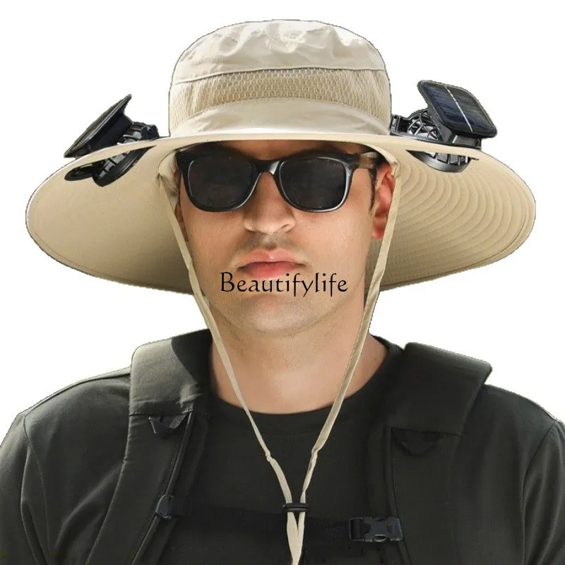 

Solar charging fan cap with sun protection and cooling adult mountaineering sun hat