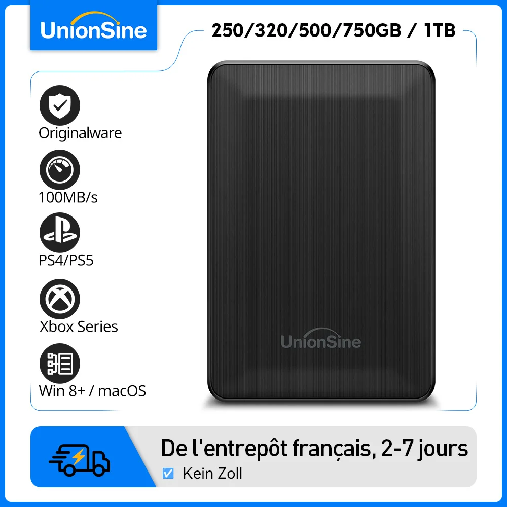 Disque dur externe 1 To, HDD portable, compatible avec PS4/PS5/Xbox/PC/Mac, pour l'enregistrement TV, votre solution de stockage économique