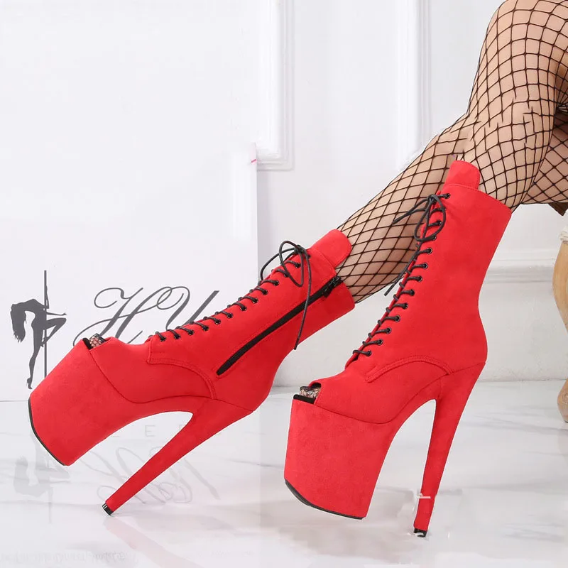 

LAIJIANJINXIA New 20CM/8Inch Suede Upper Women's Platform Party High Heels Modern Ankle Boots Pole Dance Shoes JM20-Y3