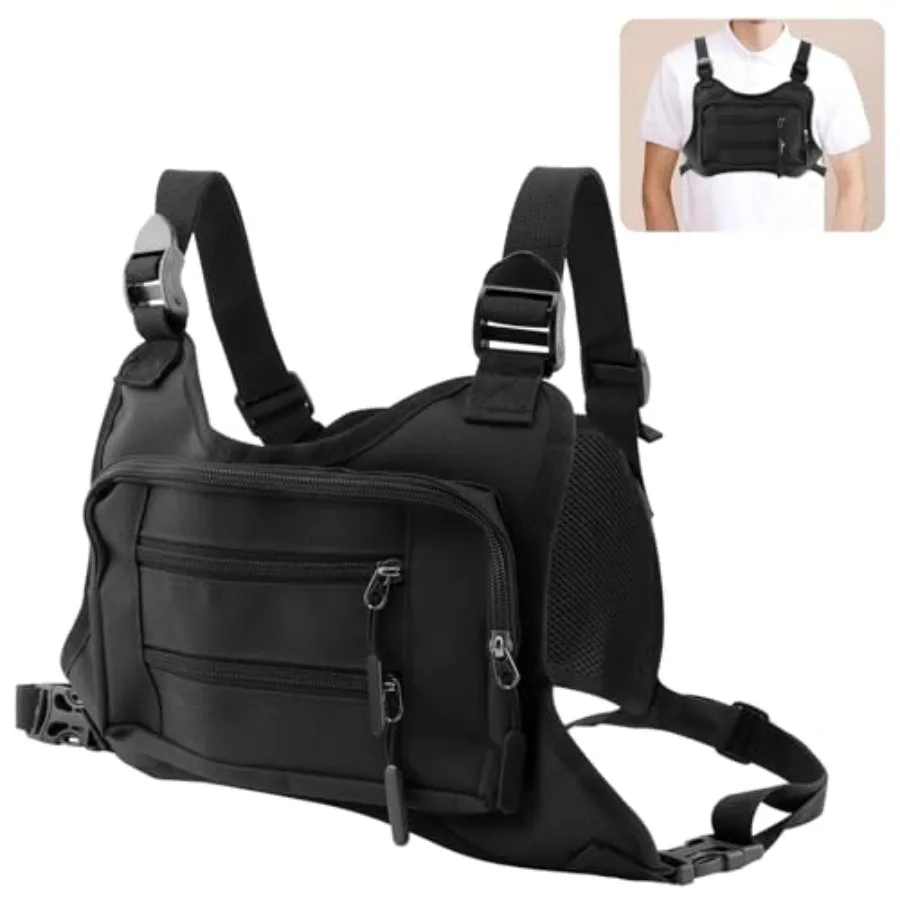 

Sports Chest Bag for Men Women Running Vest Bag Water-Resistant Oxford Fabric Breathable Back System for Workouts Skiing Cyclin