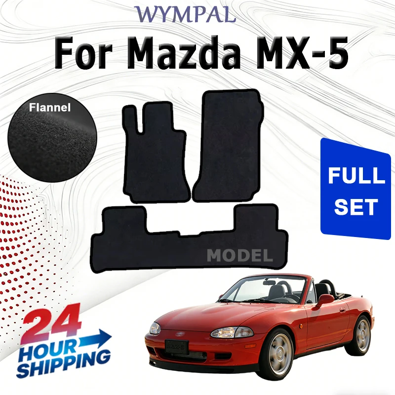 Nylon velour mats for Mazda MX-5 II NB convertible (1998 1999 2000 2001-2005) -black