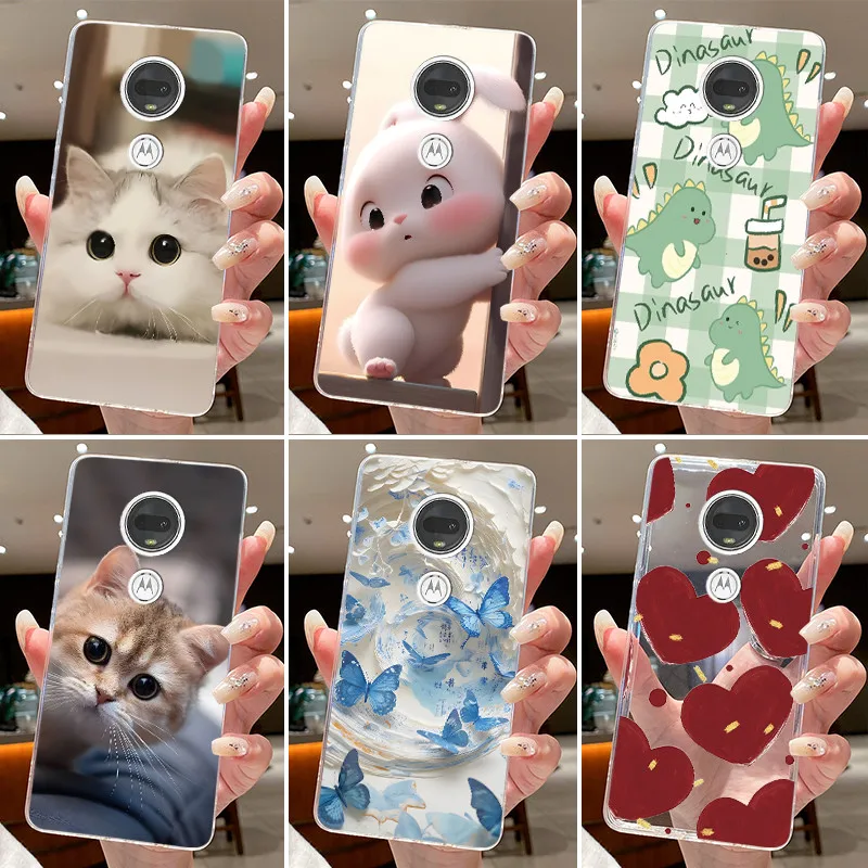 Funda de silicona transparente para Motorola Moto G7 Plus/Moto G7 Play/Moto G7 Power, funda protectora de TPU suave con diseño de gato