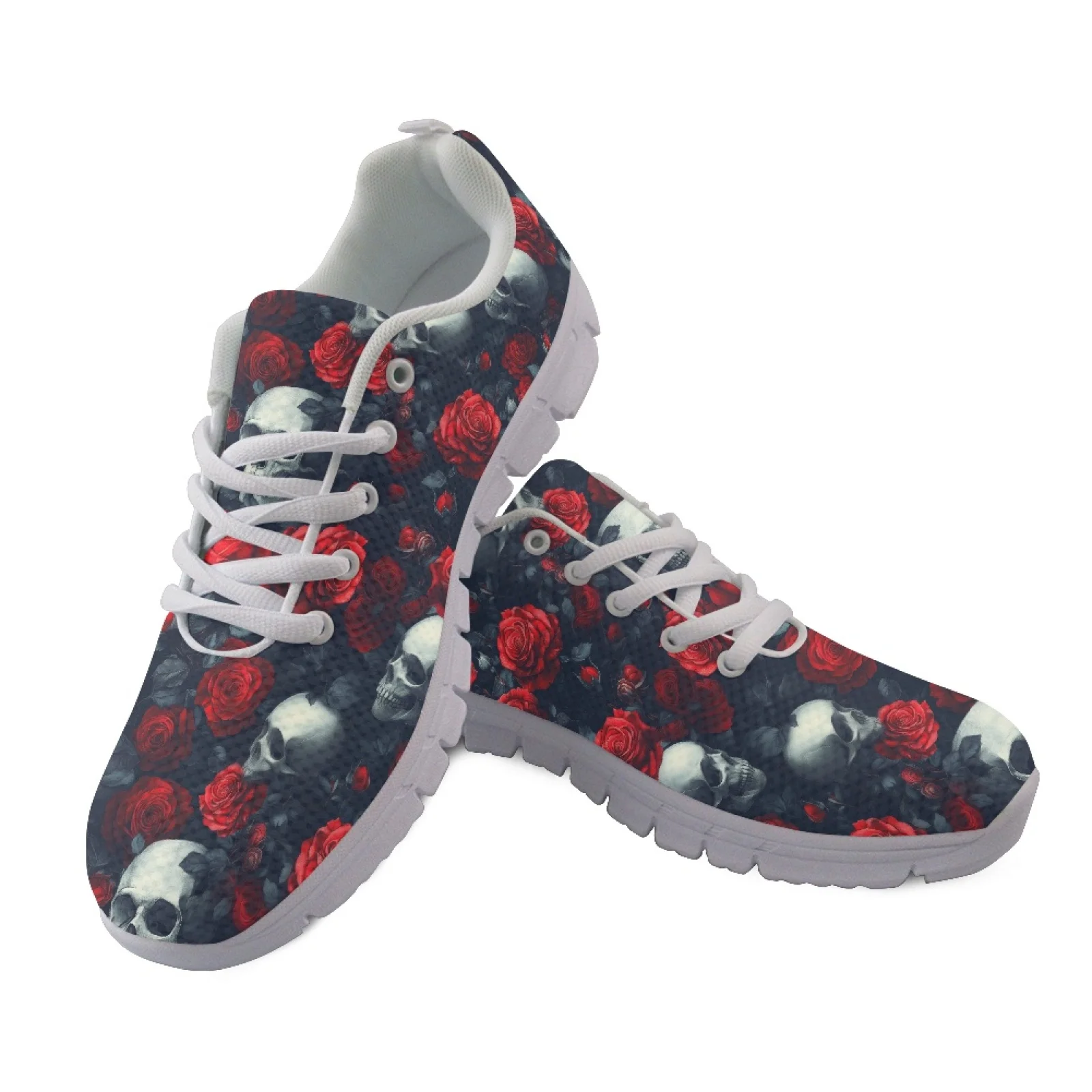 Coloranimal Skull Red Rose 2026 Collection Walking Shoes Mens Tennis Shoes Comfortable Driving Shoe for Women