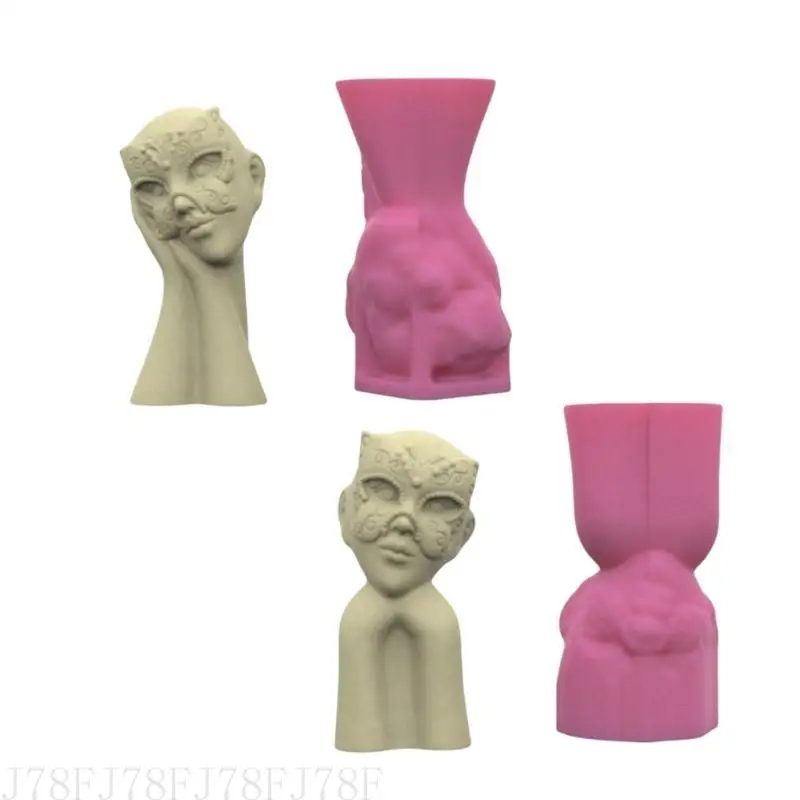 

J78F Versatile Silicone Mould for Girls Mask Flower Pots Easy Demoulding Cement Planter Accessory for Enthusiasts Household