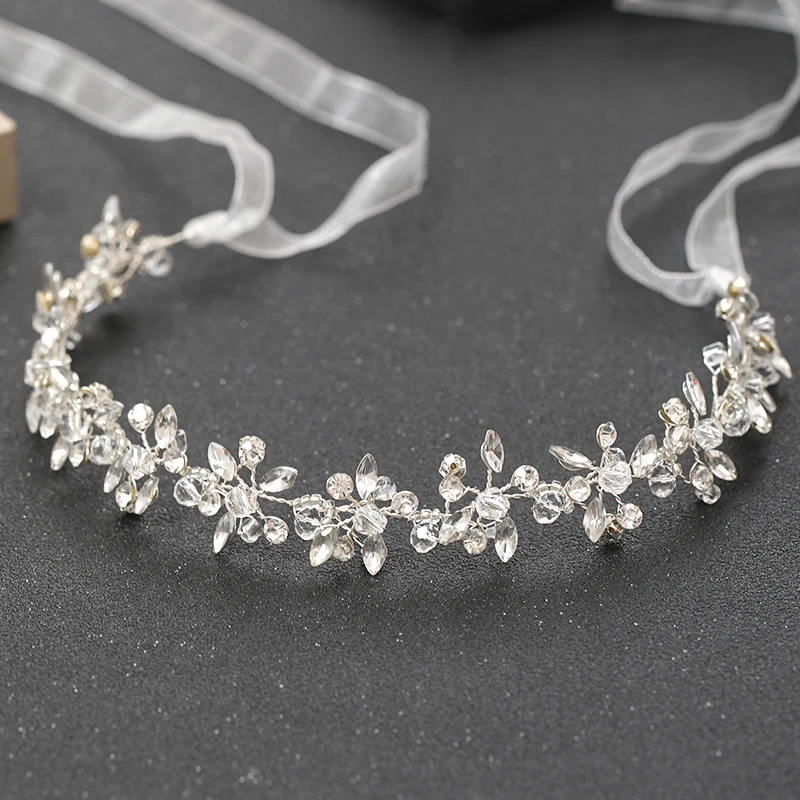 Silver Color Headbands For Women Bride Handmade Crystal Rhinestone Tiaras Hairbands Wedding Hair Accessories Queen Headband Gift