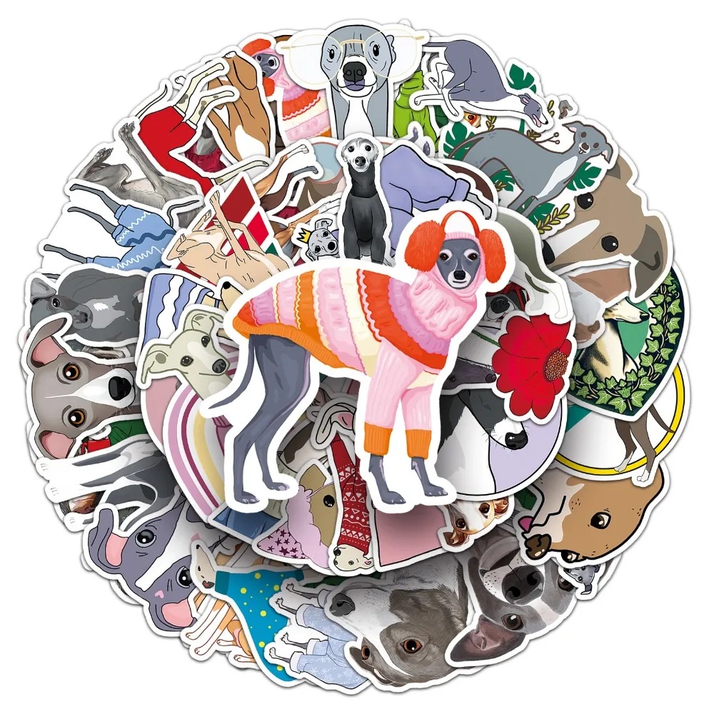 10/50pcs Cute British Pet Dog Sticker Greyhound Stickers Vinyl Decal for Luggage Laptop Phone Scrapbook Sticker Kids Toy