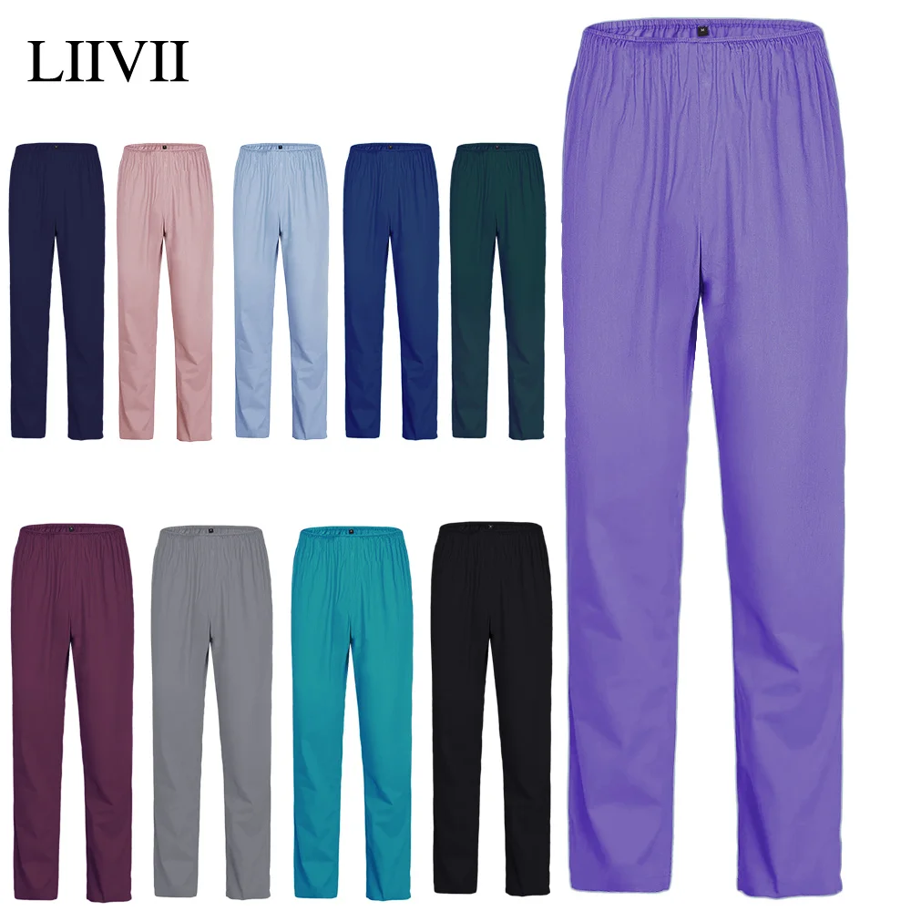 

High Quality Spandex Stretch Solid Color Work Pants Doctor Nurse Uniform Pants Dental Care Scrub Pants Spa Care Scrub Pants