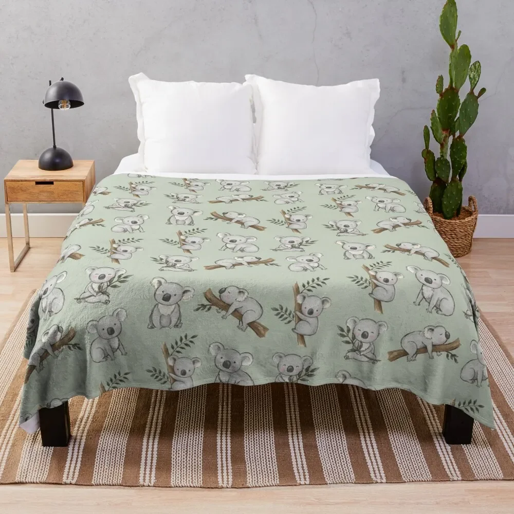 Aussie Animals: Cute Koalas Set Throw Blanket Bed covers Hair Flannels Blankets