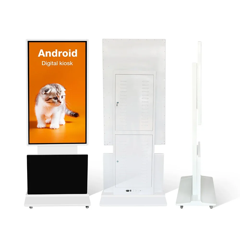 65 Inch Floor Standing LCD Display With Touch Screen And Rotating Advertising Video Player For Wayfinding