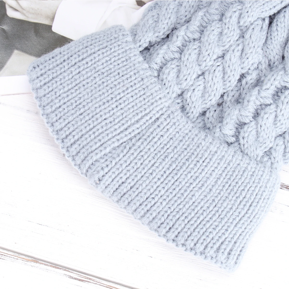 

Winter Knit Beanie Grey Knit Warm European Style Hairball Hat Child Soft Premium Material Winter Hat