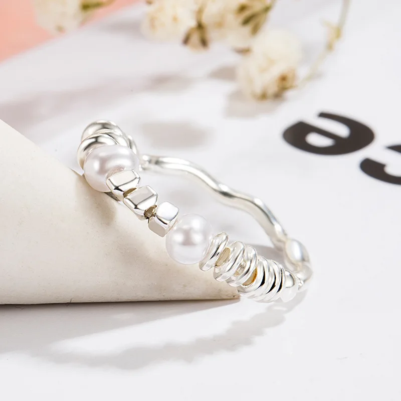 Women's 925 Sterling Silver Irregular Pearl Ring