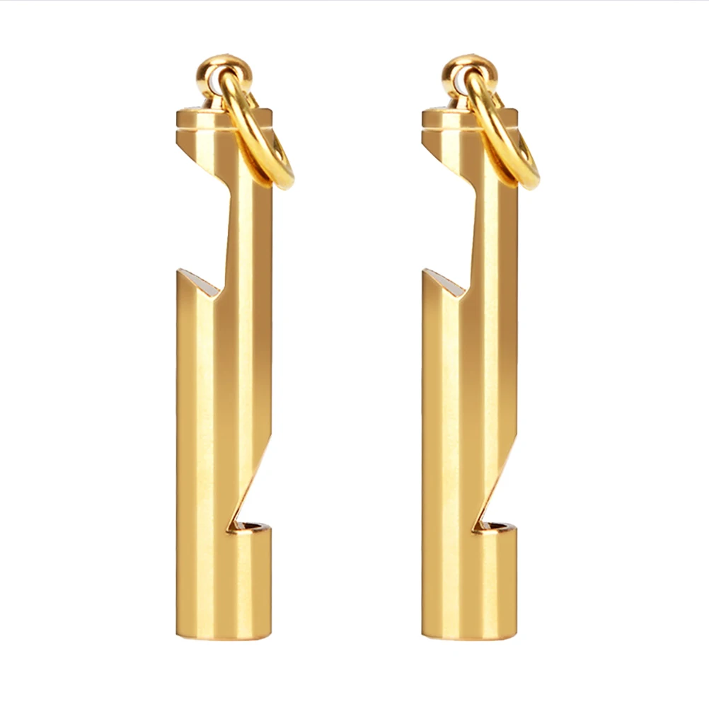 

2 Pcs Bottle Opener Whistle Safety Life-saving Emergency Golden Copper Survival