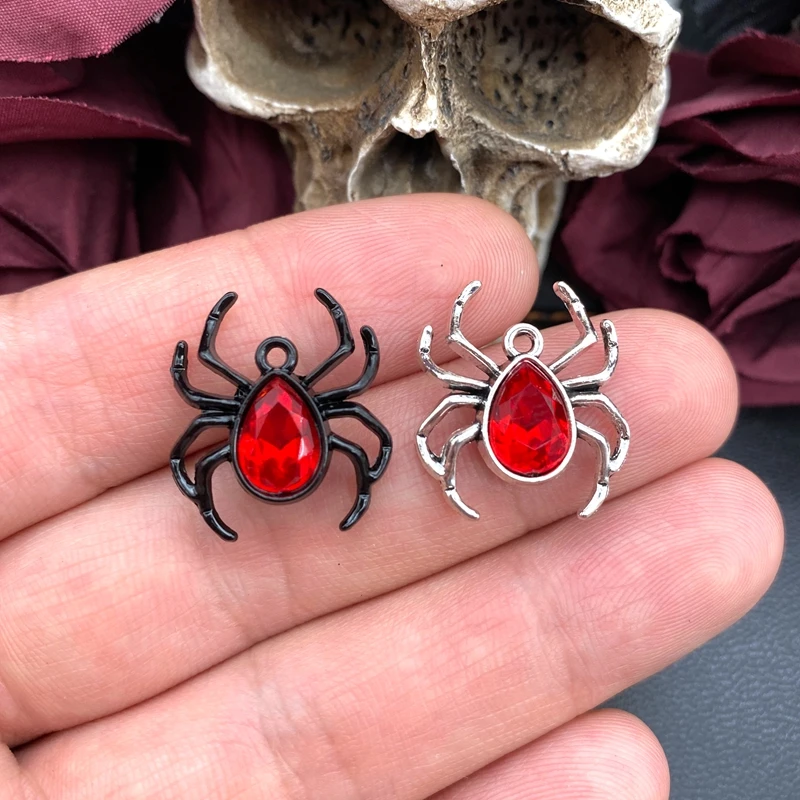 10pcs Blood Red Spider Pendant Gothic Tarantula Pendant, Wiccan, Witchy, Creepy Cute, Halloween,Handcrafted Jewelry Accessories