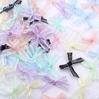 20pcs/pack 3.5X4cm Gauze Bows Colorful Small Size Satin Ribbon Bowknot Flower for Craft Handwork DIY Party Decoration Supplies