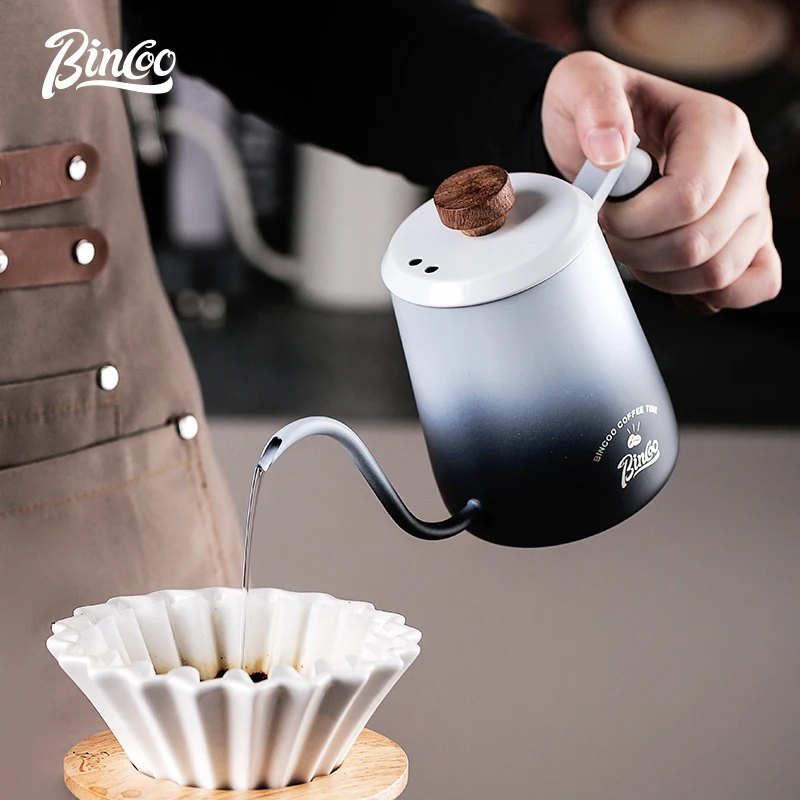 Bincoo Coffee Hand Brewing Pot Gradient Color Small Mini Portable Long Mouth Fine Mouth Pot Hanging Ear Stainless Steel Water Di