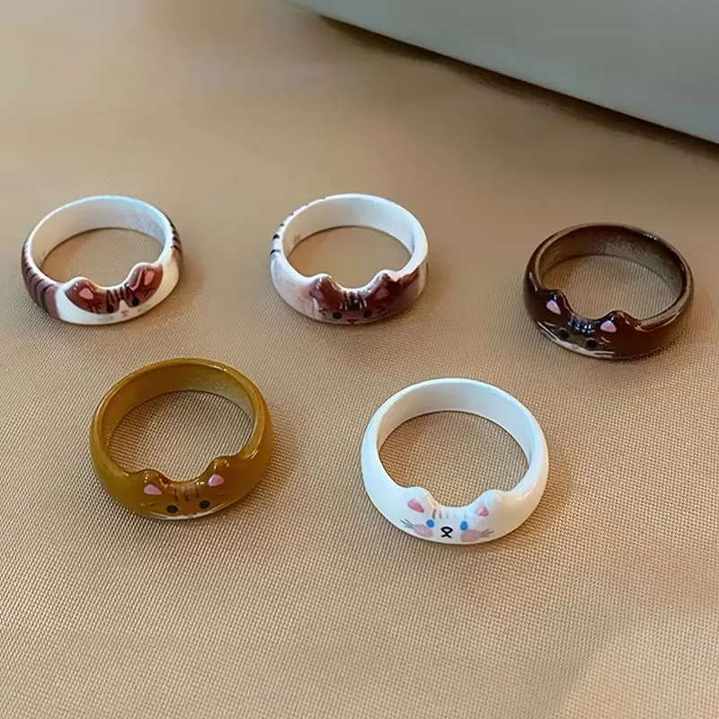 Cute Glazed Cat Ring, Niche Design, Personalized Ring, Girly Style, Versatile Animal-Themed Accessory