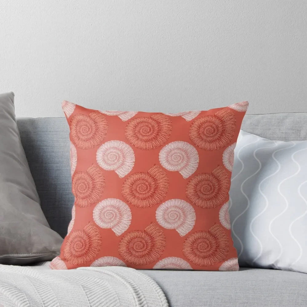 Ammonite in Red Throw Pillow Pillowcases Christmas Pillowcase Luxury Pillow Case Christmas Pillow Cases