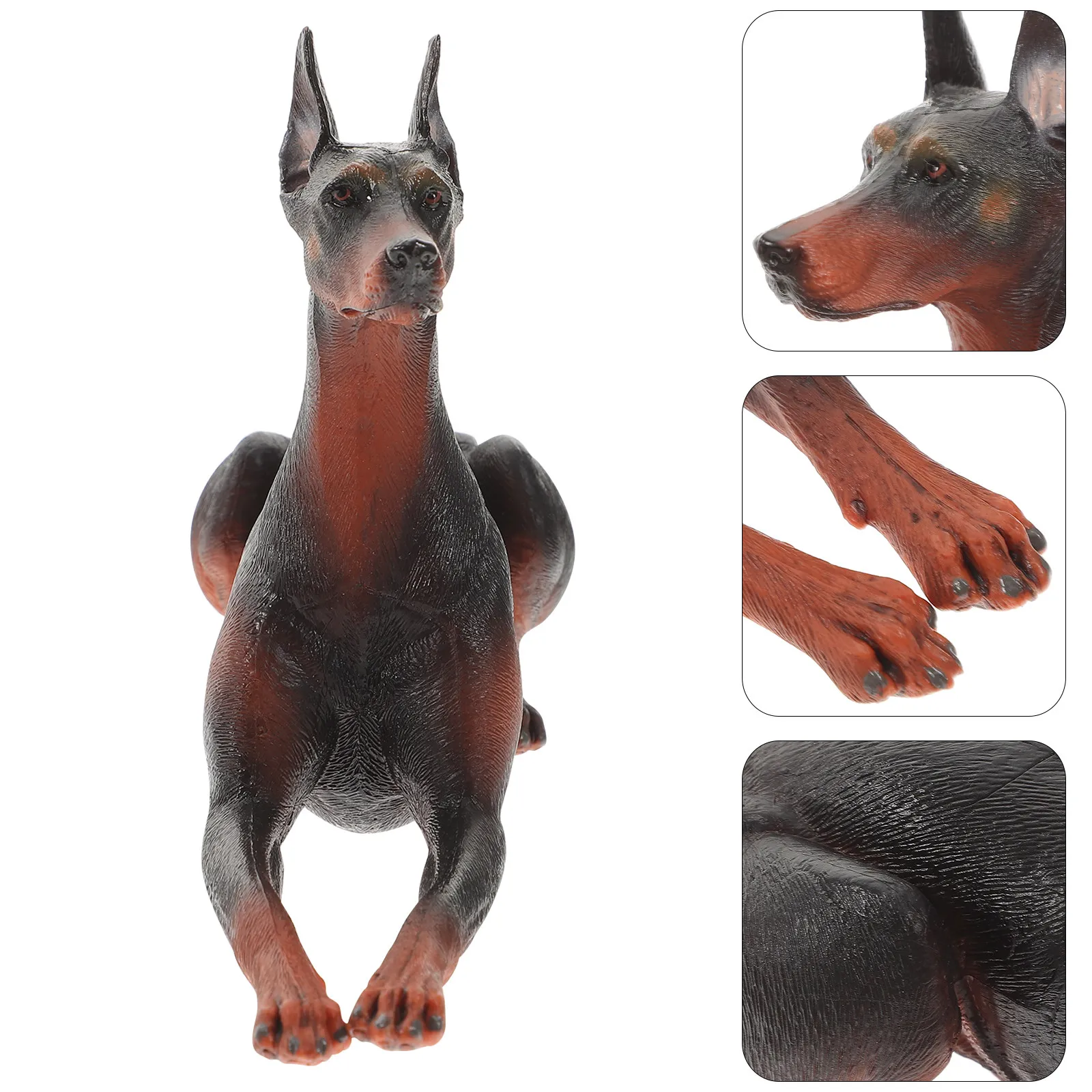 

Simulated Doberman Dog Decorative Plastic Standing Dog Ornament Mini Desktop Decor for Home Tabletop Garden Landscape