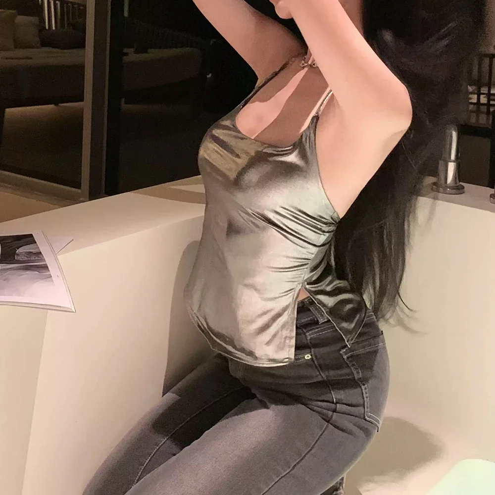 تي شيرت نسائي من Mia Muse صيفي مثير بدون أكمام ورقبة دائرية وقصة ضيقة للحفلات #3