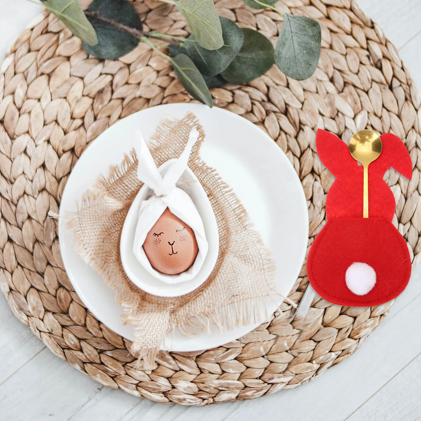 

8 Pcs Rabbit Tableware Set Bunny Utensil Cutlery Holder Bag Silverware Festival Bags Rack Pouch Storage