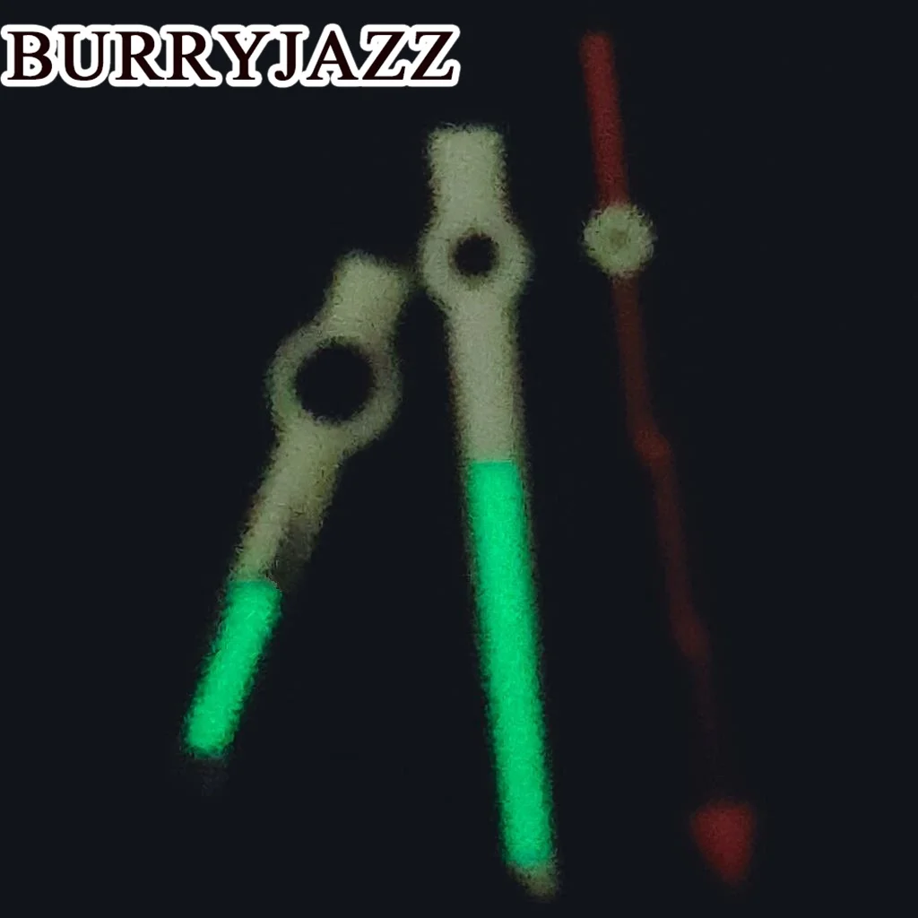 BURRYJAZZ-manecillas de reloj NH35, NH36, NH38, 7S26, 7S36, 4R35, 4R36, Plata naranja, rojo, plata, verde, plata, azul, manos verdes luminosas