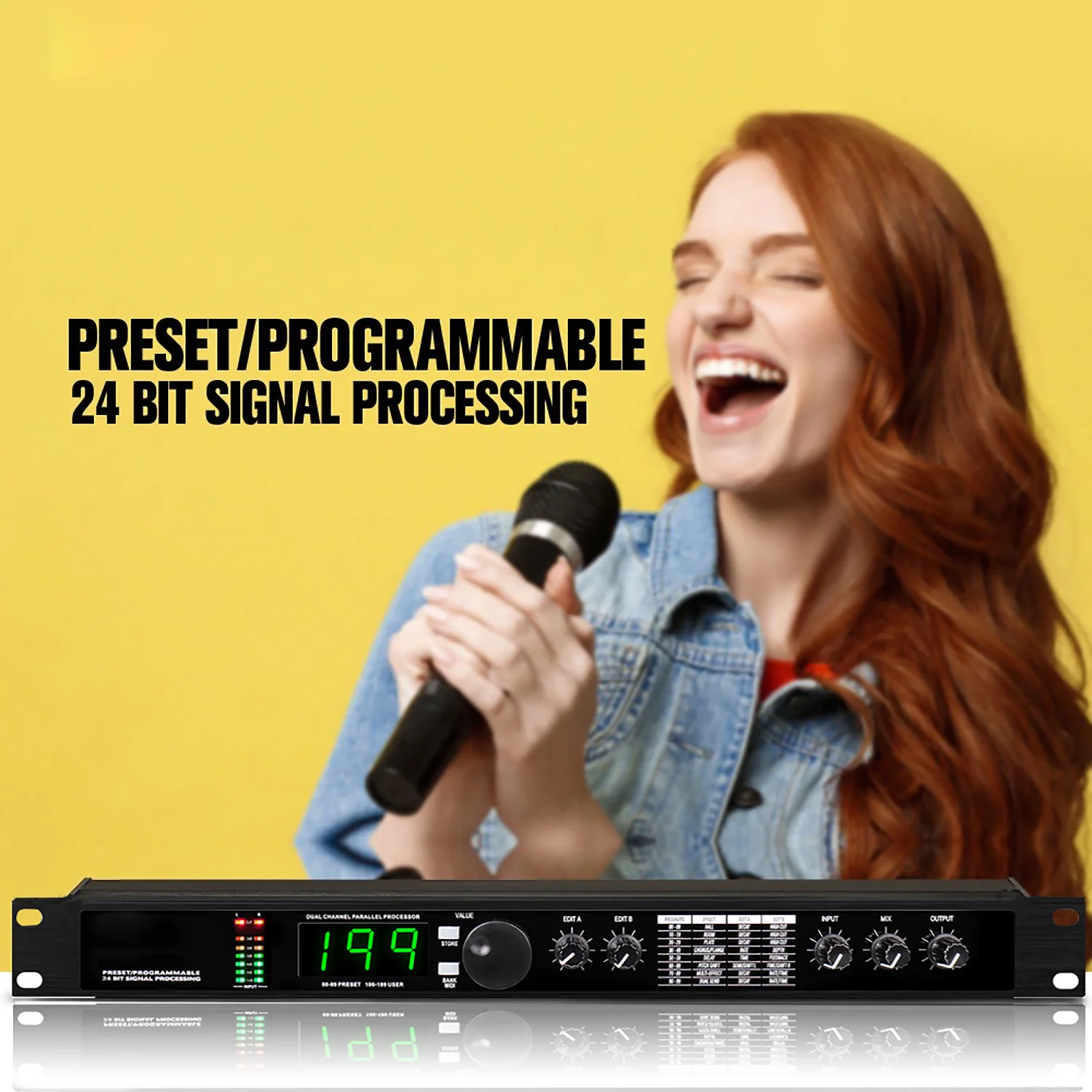 Procesador DSP de reverberación Digital profesional, GAX-4II, ecualizador de Audio, micrófono vocal, multiefecto