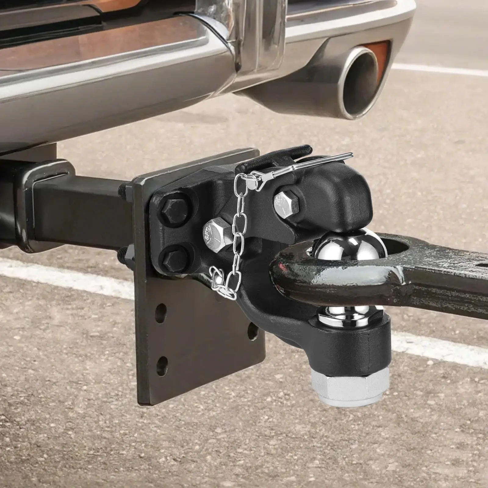 Pintle Hook, 30000 lbs Towing Capacity, Trailer Hitches Receiver Hook Combination 2-5/16-inch Hitch Ball, Fits 2.5 to 3-inch Lunette with Mounting Kit, Wear-resistant, Black Powder Coat