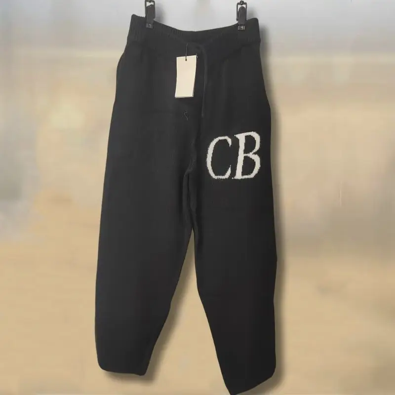 الشتاء الرجال النساء CB رسالة شعار الجاكار فضفاض السراويل الصوفية الهيب هوب الشارع بنطلون عادية مرونة الخصر الرباط Sweatpants