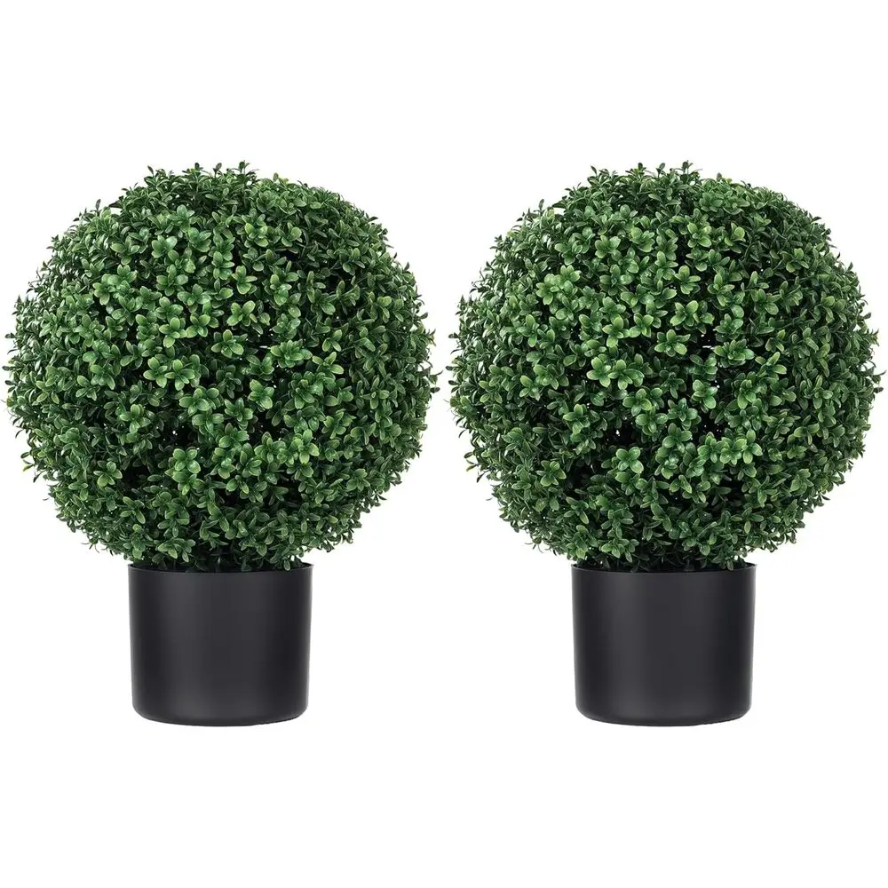 

Pair of 20.5 Artificial Ball Boxwood Topiary Trees in Pots for Indoor, Home Office, and Living Room Decor