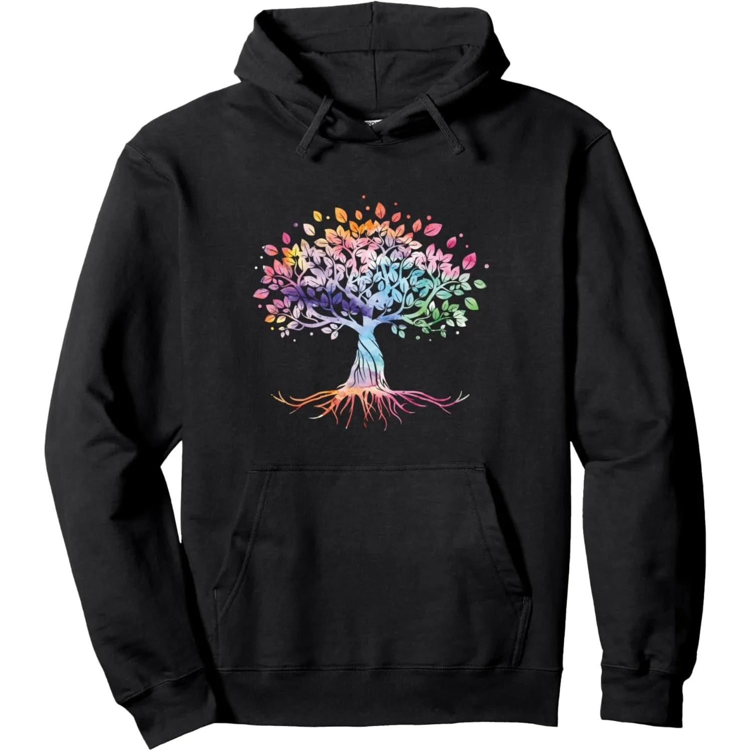 Colorful Life Is Really Good Vintage Unique Design Tree Graphic Art Print Pullover Women Casual Daily Long Sleeve Pocket Hoodie
