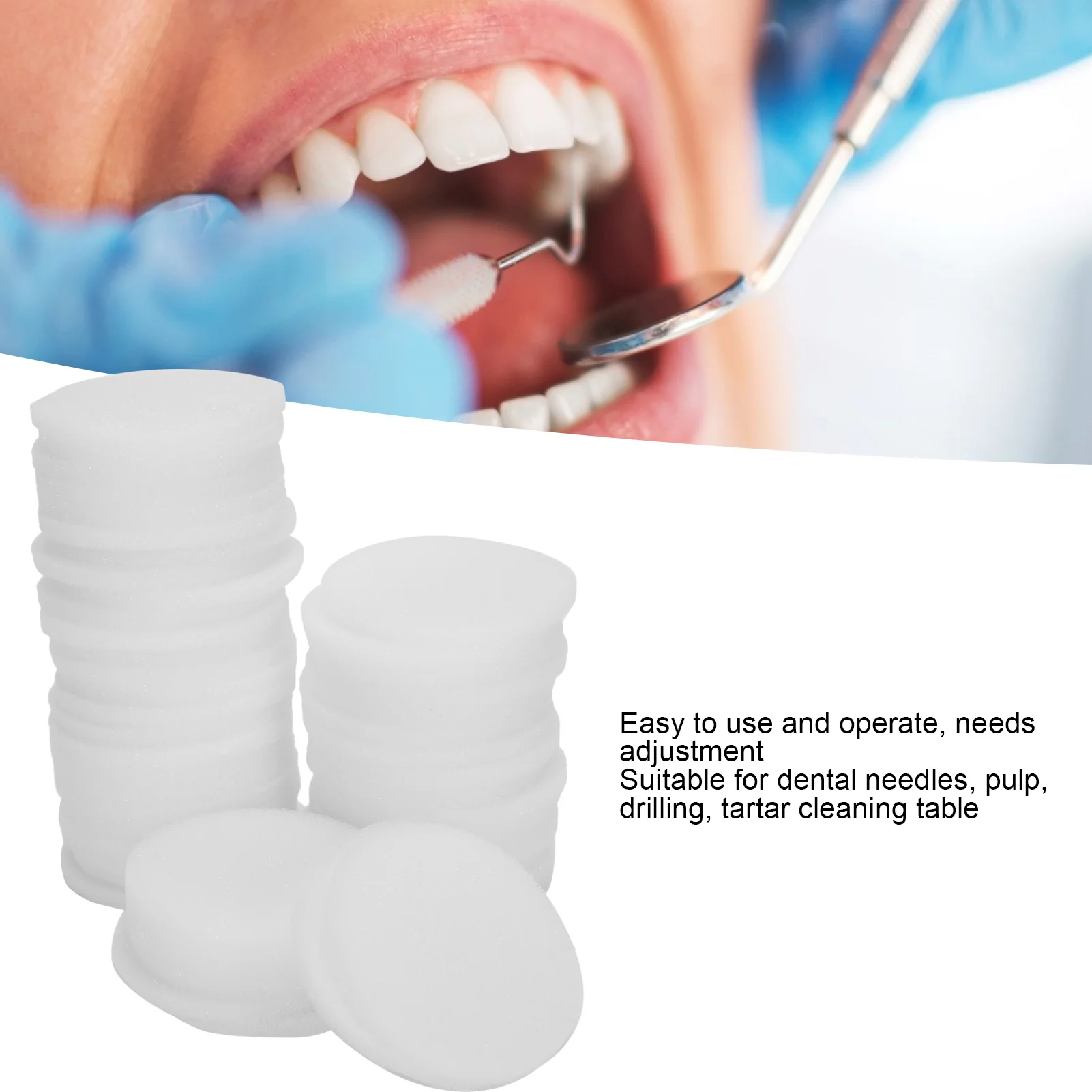 Disposable Sponge Pad 50pcs Soft Dentist Foam File Cleaning Dental Clean Stand Replacement Dental Disposable Sponge image 2