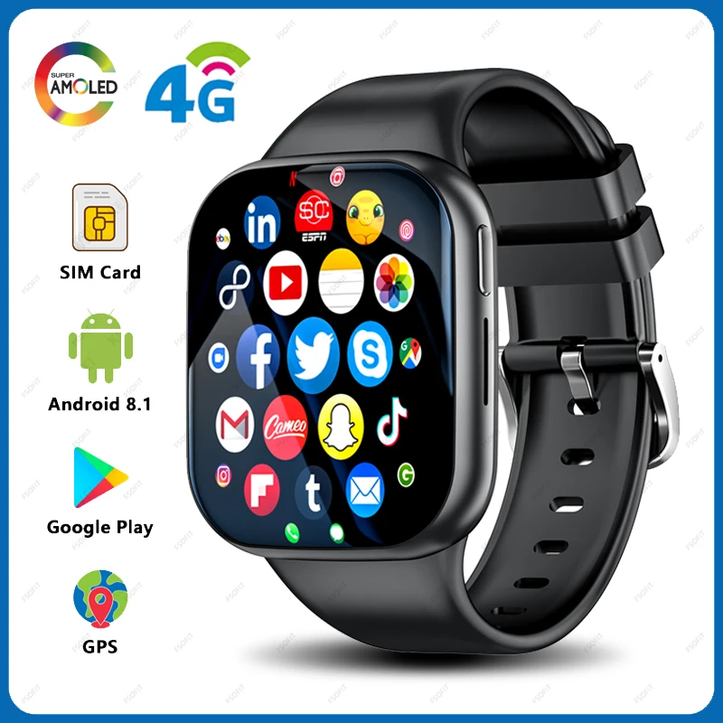 4G 네트워크 스마트워치 AMOLED 안드로이드 통화, GPS, HD 카메라, NFC SIM 카드, 와이파이, 블루투스, 무선 고속 인터넷 액세스 스마트 워치 