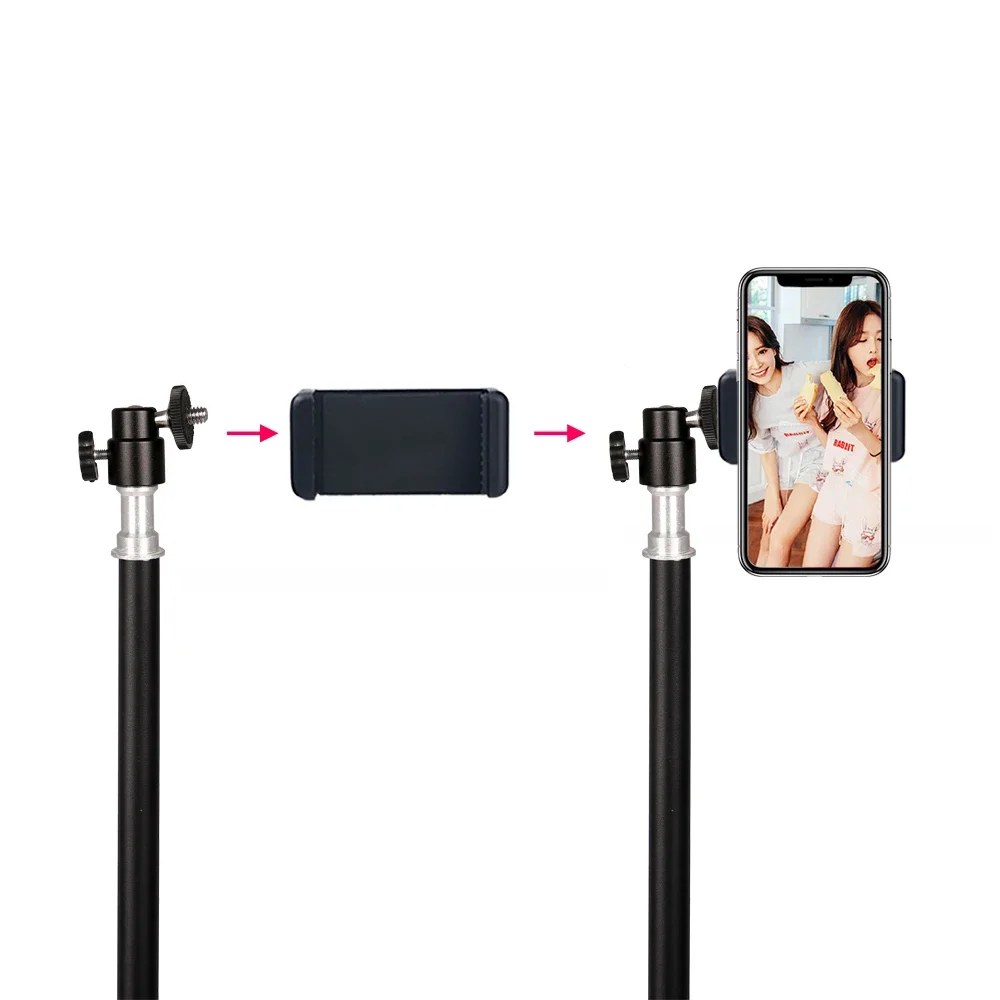 Fotografia selfie luz tripé suporte com 1/4 cabeça de parafuso bluetooth-compatível clipe de telefone remoto portátil para mini estúdio de fotos