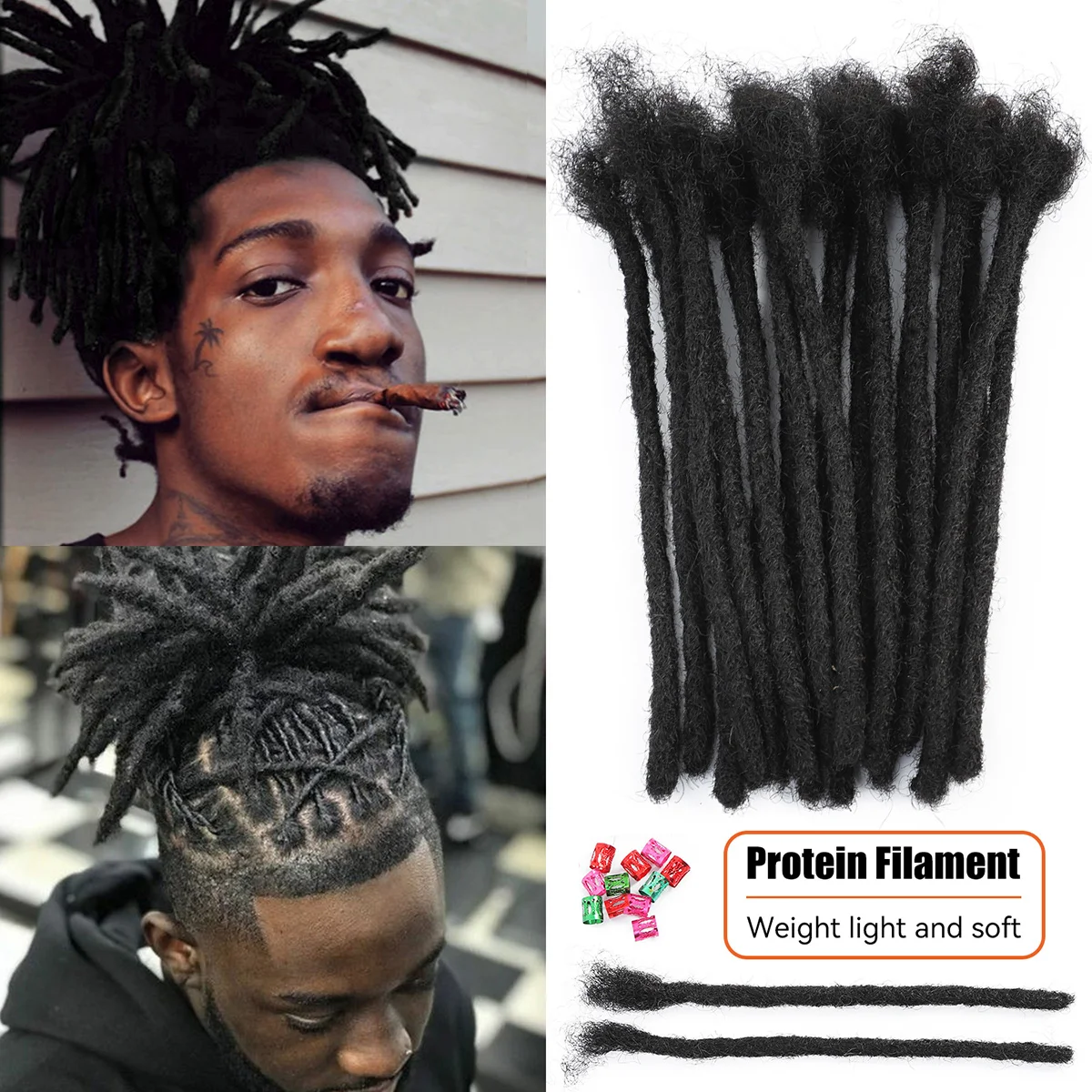 Synthetic Dreadlocks Crochet Hair 6-12 Inch  Extensions Short Straight Afro Handmade Crochet Braiding Hair For Women And Men