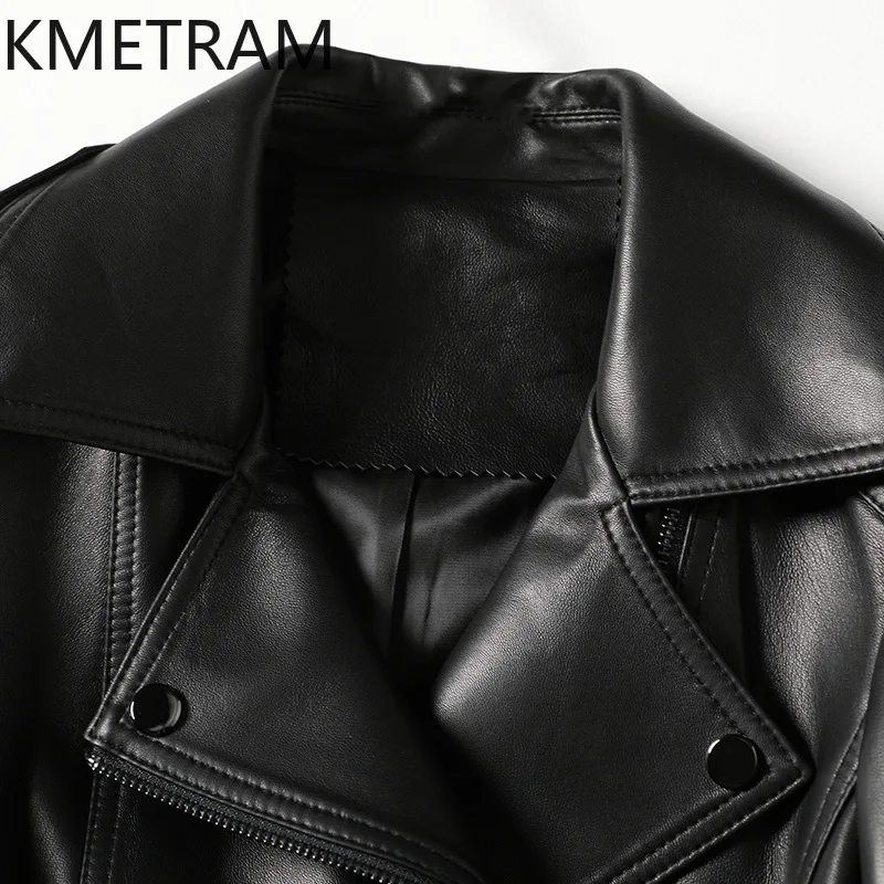 100 % Schaffelljacke für Damen, modisch, Motorrad, schwarze Echtlederjacken, neu in Oberbekleidung, Herbstkleidung, 20225, Damen, Mohamedбка