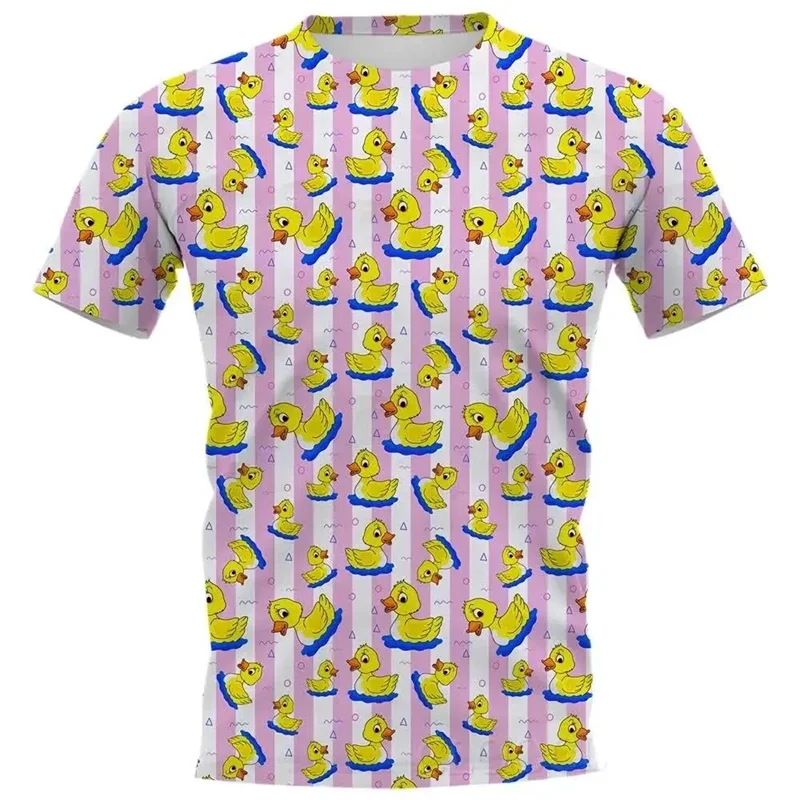 Cartoon Little Yellow Duck T-shirt 3D Print T-shirt Men Women Tshirt Short Sleeve Street Wear O-Neck Top Oversize Fun Tee Tops