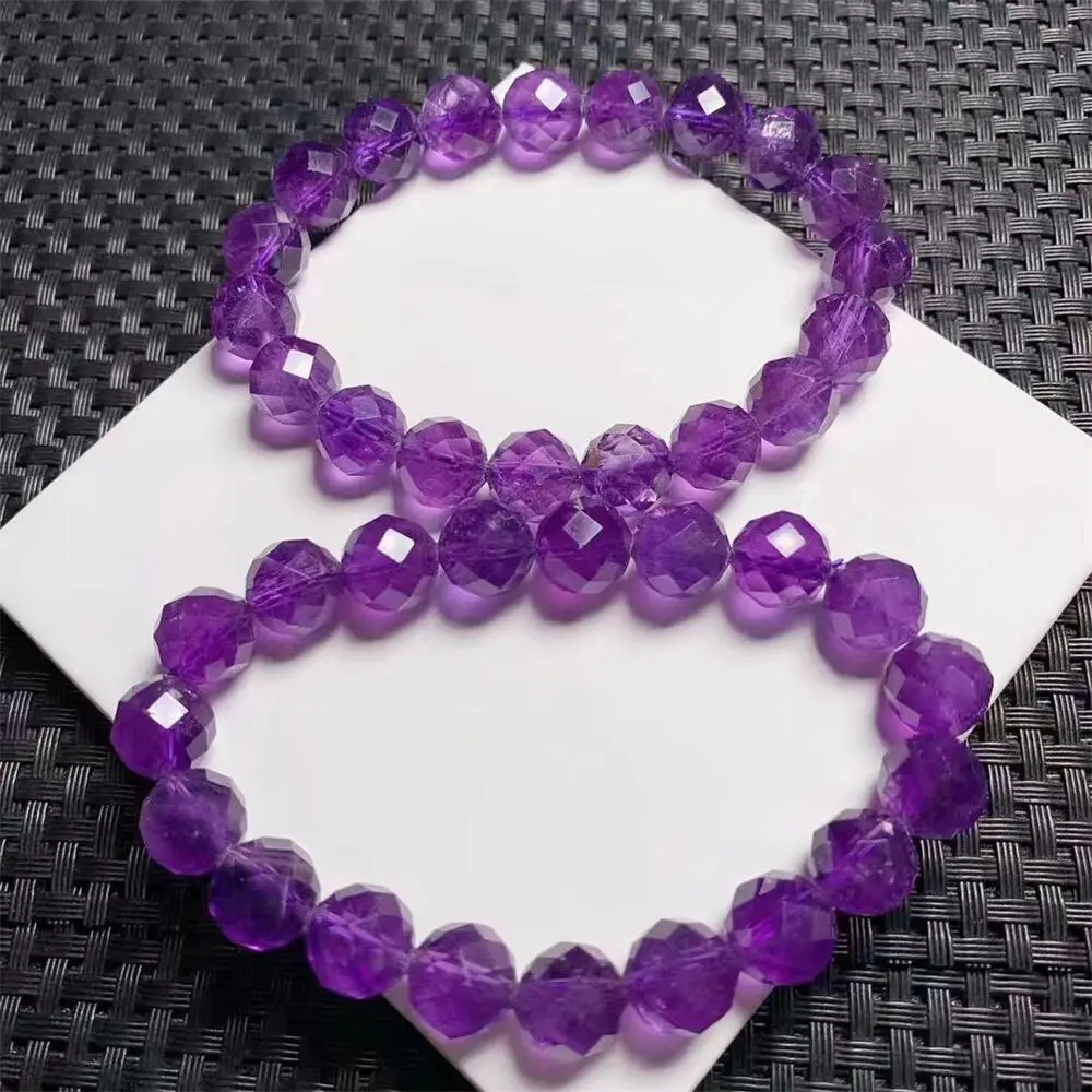 10MM Natural Amethyst Faceted Bracelet Crystal Chip Beads Bracelet Women Men Christmas  Jewelry 1PCS