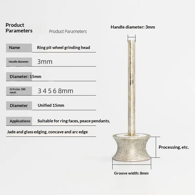 Concave Diamond Grinding Wheel 3-8mm For Glass Jade Ceramic Sharpening Rotary Polishing Tool