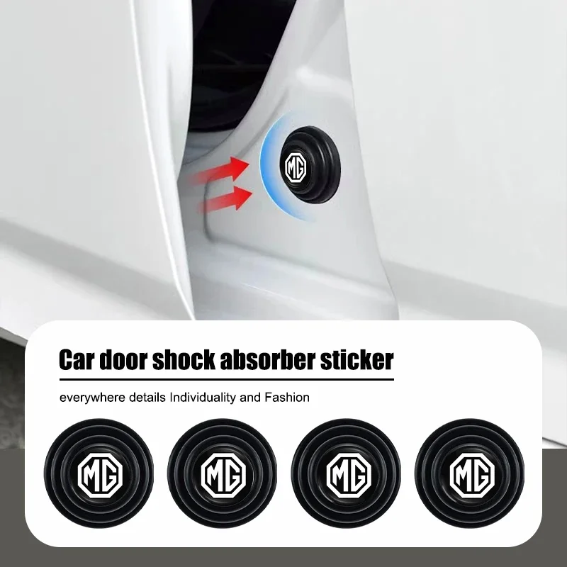 MG Specific Door Shock Absorbing Buffer Pads Fit ZS EV HS GT One, Logo Printed Car Door Noise Cancelling Damper Stickers Auto De