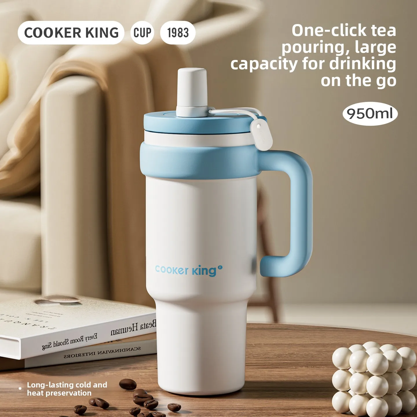 

COOKER KING Chic Portable Stainless Steel Tumbler With Straw For Juice Comfortable Grip Leak Proof Vacuum Insulated Water Bottle