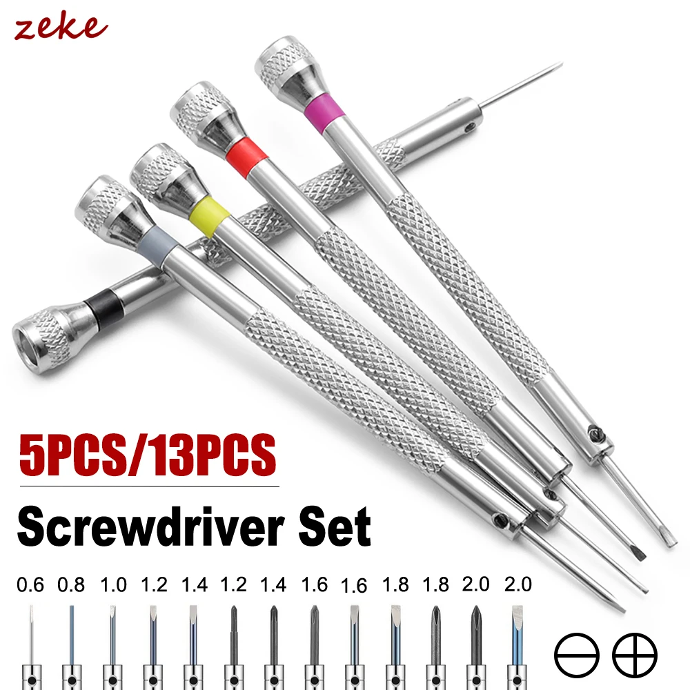 

13pcs 0.6-2.0mm Precision Screwdriver Set for Watchmaker High Hardness Steel Micro Cross Repair Kit for Watches Glasses Jewelry