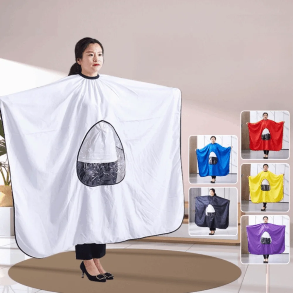 Transparent Viewing Window Salon Hairdressing Cape Waterproof Easy Clean Barber Cape Adjustable Neck Closure Hair Salon Apron