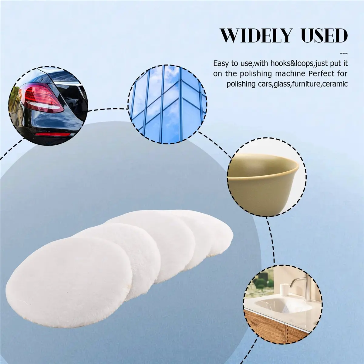 (A02R] 20Pcs 125Mm Car Polishing Pad 5 Inch Polish Waxing Pads Fiber Polisher Bonnet Car Paint Care