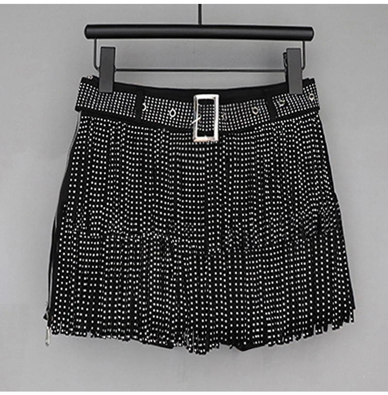 Y2K شرابة السراويل النسائية الشارع الشهير 2025 صيف جديد موضة مثير عالية الخصر سليم الرقص السراويل الإناث الأسود السراويل الساخنة غير رسمية